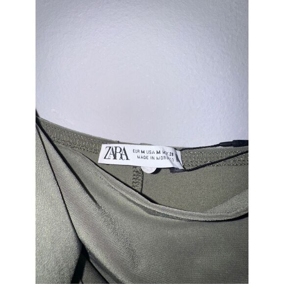 NWT Zara olive/gray dress size medium   Cow neck, drape. super flattering! - Picture 4 of 5